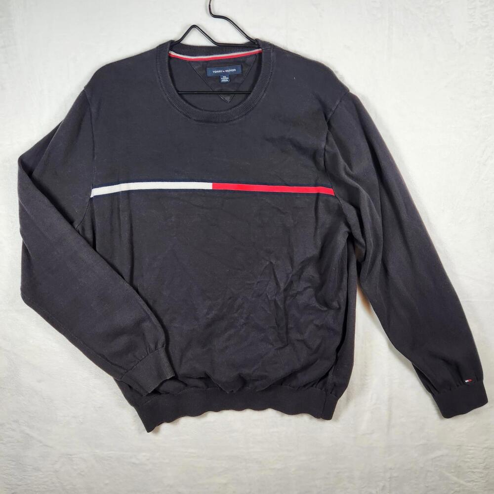 Tommy Hilfiger Chest Logo Black Sweater Size 2XL